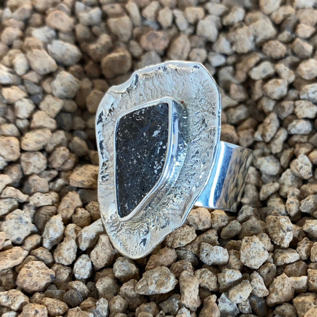 Anillo Meteorito 03 - Mesosiderito - Vaca Muerta - Colección Mundos en Colisión
